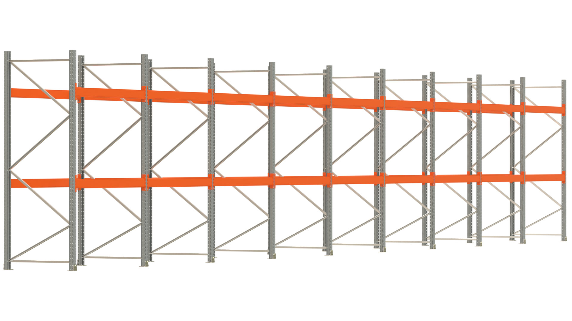 Palettenregal ARTUS - Breite 1795 cm - Höhe 300 cm - Tiefe 110 cm - Fachlast 2000 kg - 54 Palettenstellplätze