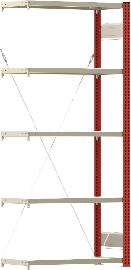 Fachbodenregal BERT - Breite: 87,5 cm - Tiefe: 40 cm - Höhe: 200 cm - 5 Böden - Anbauregal