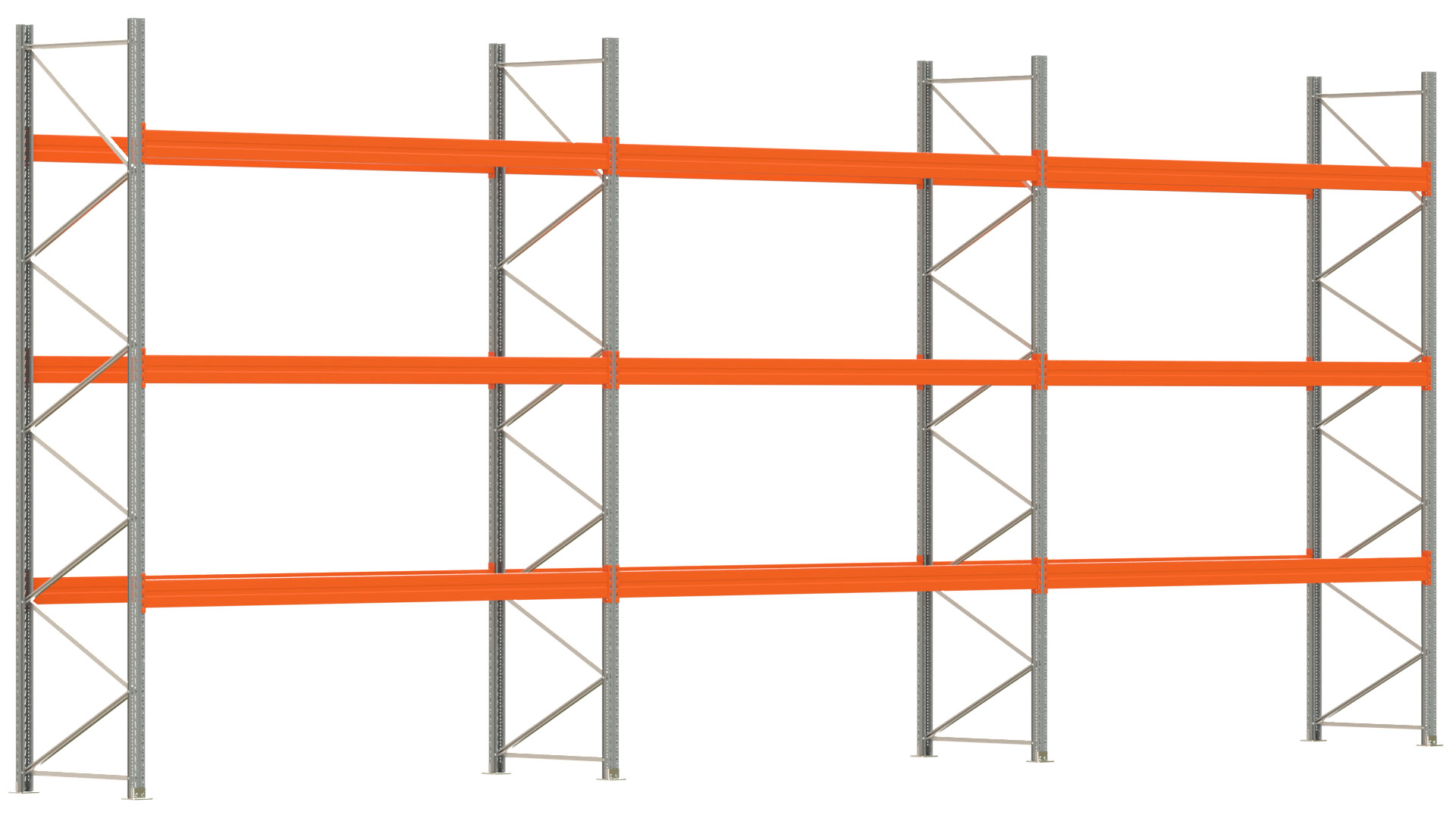 Palettenregal ARTUS - Breite 1114 cm - Höhe 450 cm - Tiefe 110 cm - Fachlast 3000 kg - 48 Palettenstellplätze