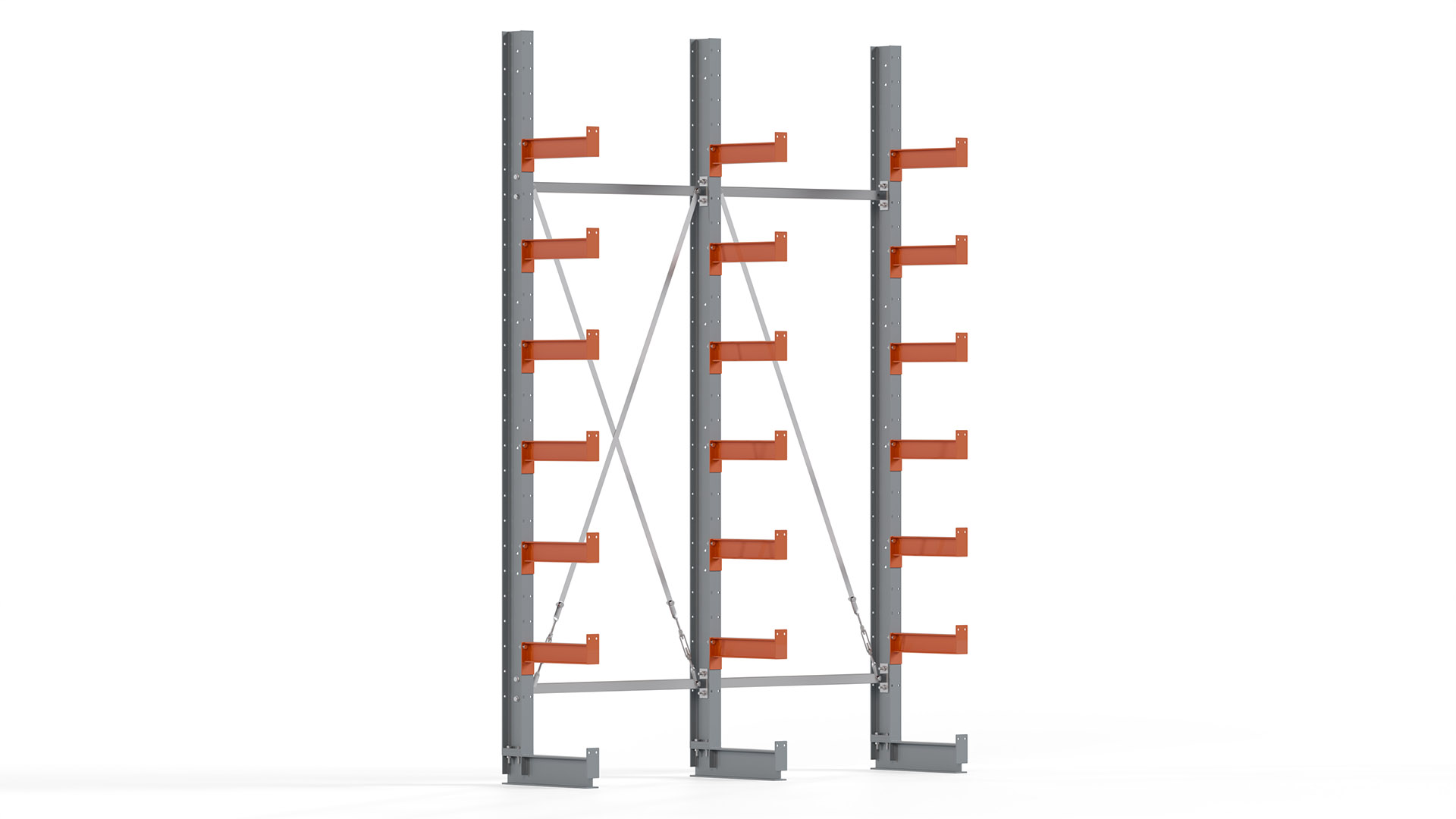 Kragarmregal KARL basic - lackiert - Breite: 200 cm - Höhe: 300 cm - Tiefe: 40 cm - Traglast je Kragarm: 1100 kg - einseitig