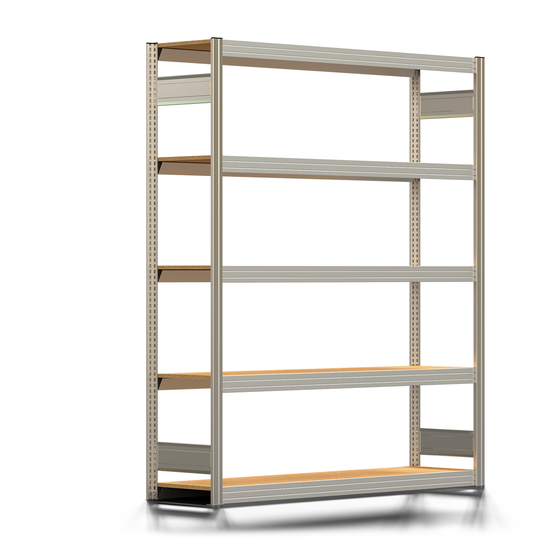 Fachbodenregal BERT - Breite: 169,5 cm - Tiefe: 40 cm - Höhe: 200 cm - 5 Böden - Grundregal