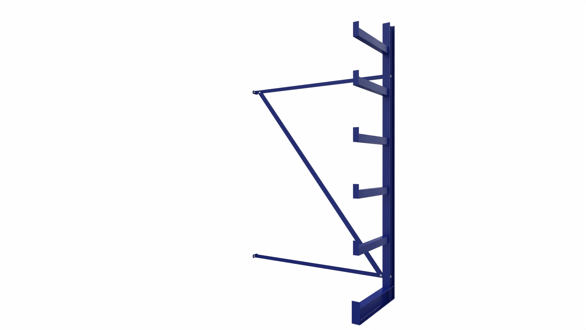 Kragarmregal KARL  light - lackiert - Anbaufeld - Breite: 125 cm - Höhe: 200 cm - Tiefe: 62 cm - Traglast je Arm: 200 kg - einseitig