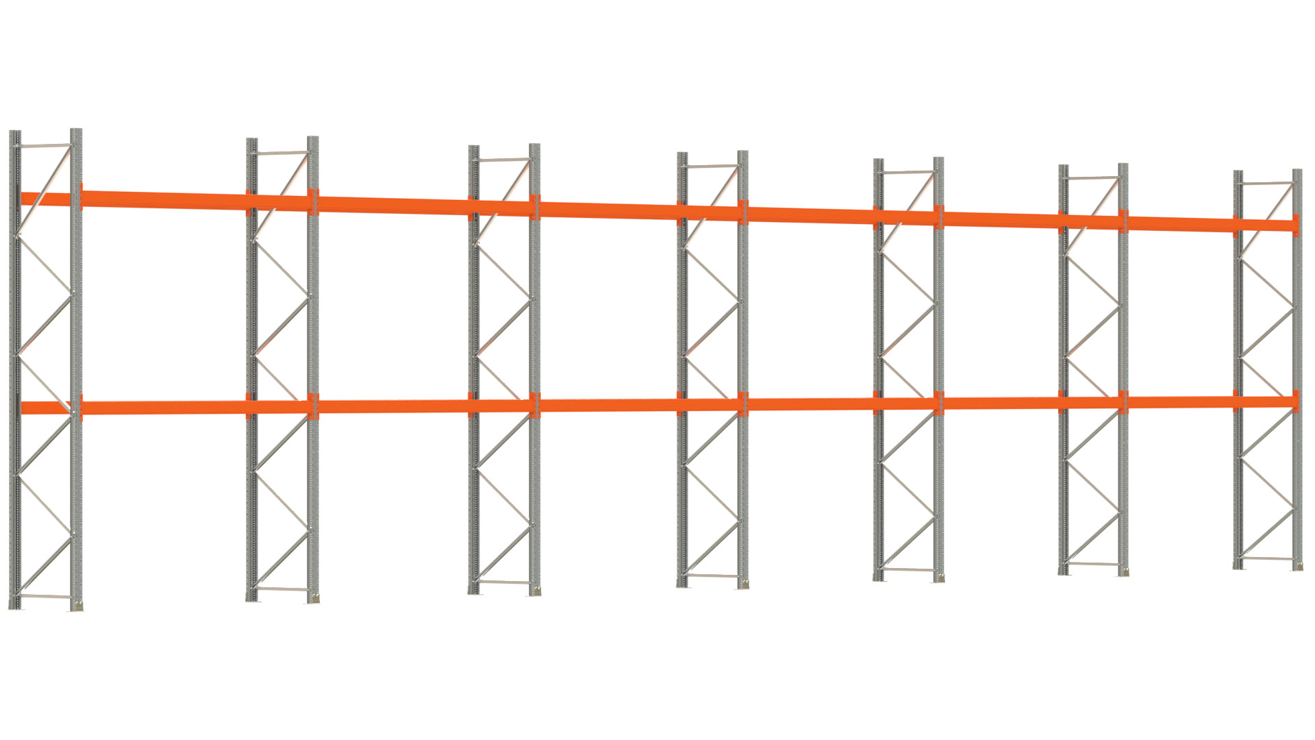 Palettenregal ARTUS - Breite 1679,5 cm - Höhe 400 cm - Tiefe 80 cm - Fachlast 2000 kg - 36 Palettenstellplätze