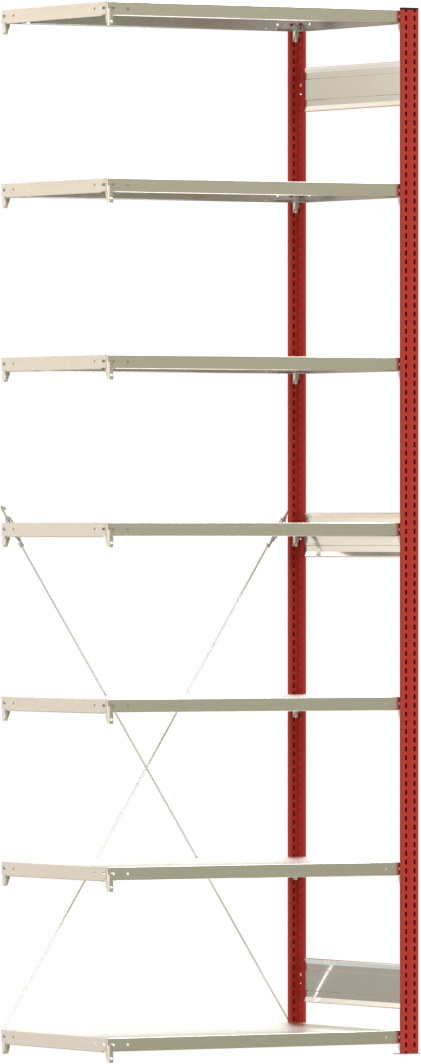 Fachbodenregal BERT - Breite: 100,5 cm - Tiefe: 60 cm - Höhe: 300 cm - 7 Böden - Anbauregal