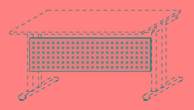 Schreibtisch-Sichtblende, gelocht, silber, BxH 1200x400 mm
