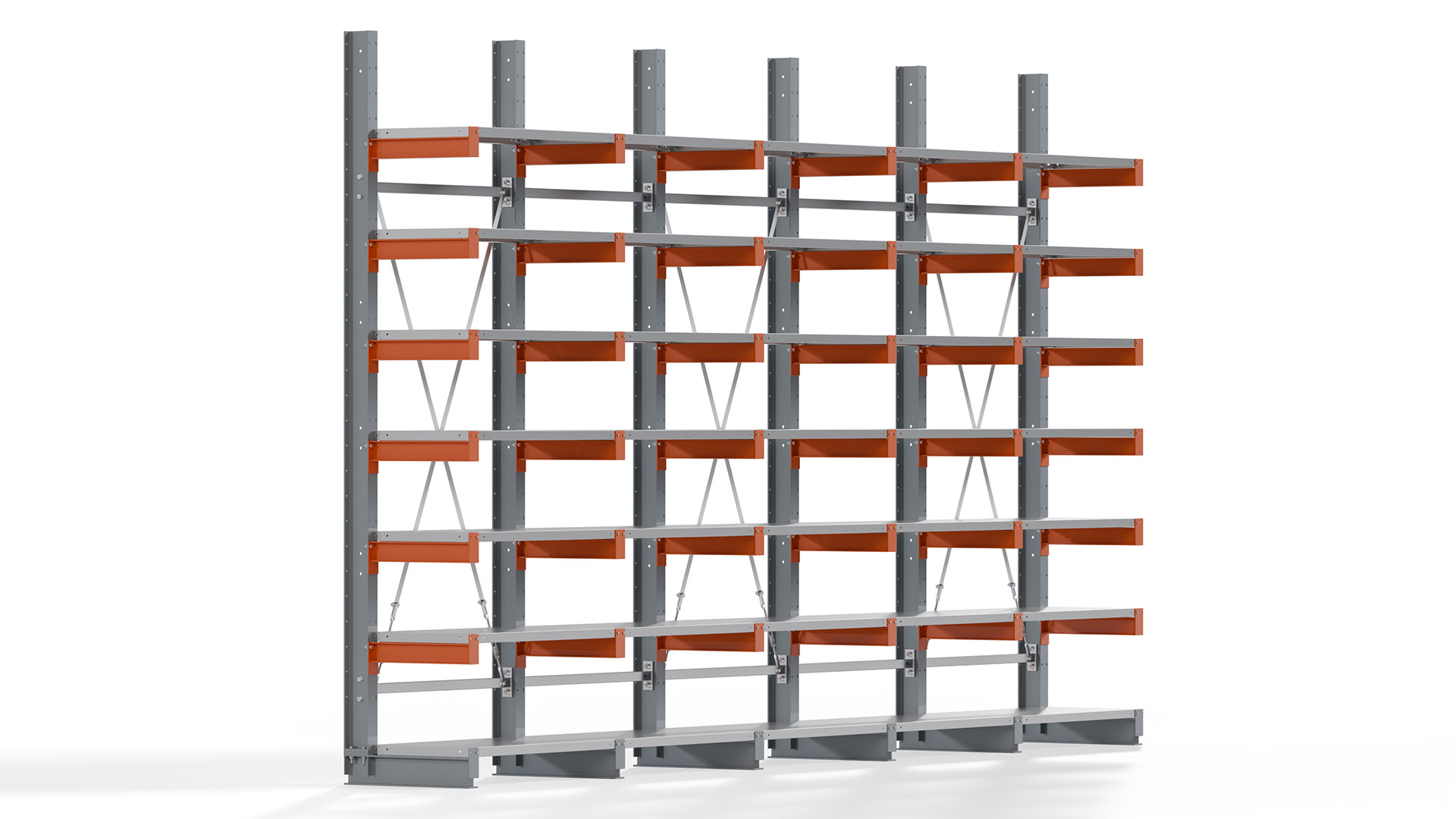 Kragarmregal KARL basic - lackiert - Breite: 500 cm - Höhe: 300 cm - Tiefe: 50 cm - Traglast je Kragarm: 870 kg - einseitig