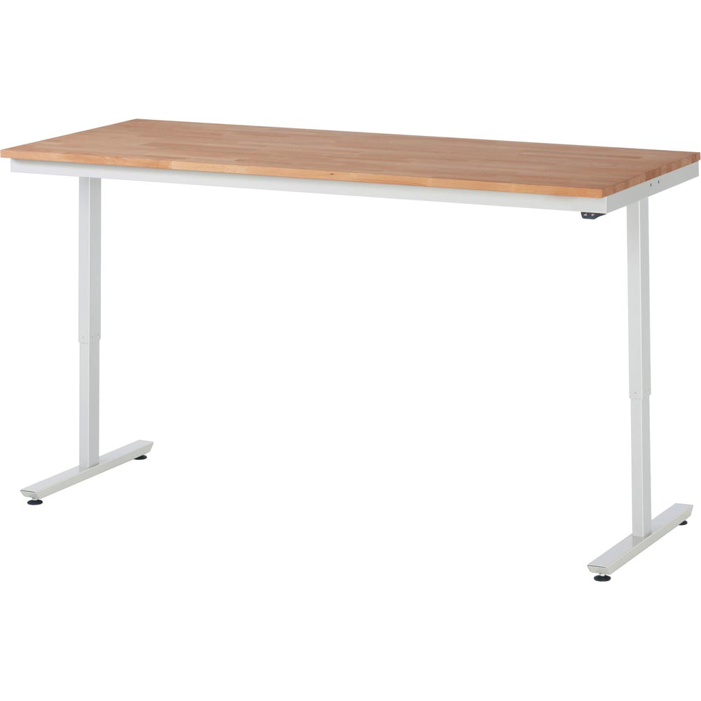 Elektrisch höhenverstellbarer Arbeitstisch, Breite 200 cm, Tiefe 80 cm, Höhe 112 cm,  Schublade(n), Platte: Buche-Riegel