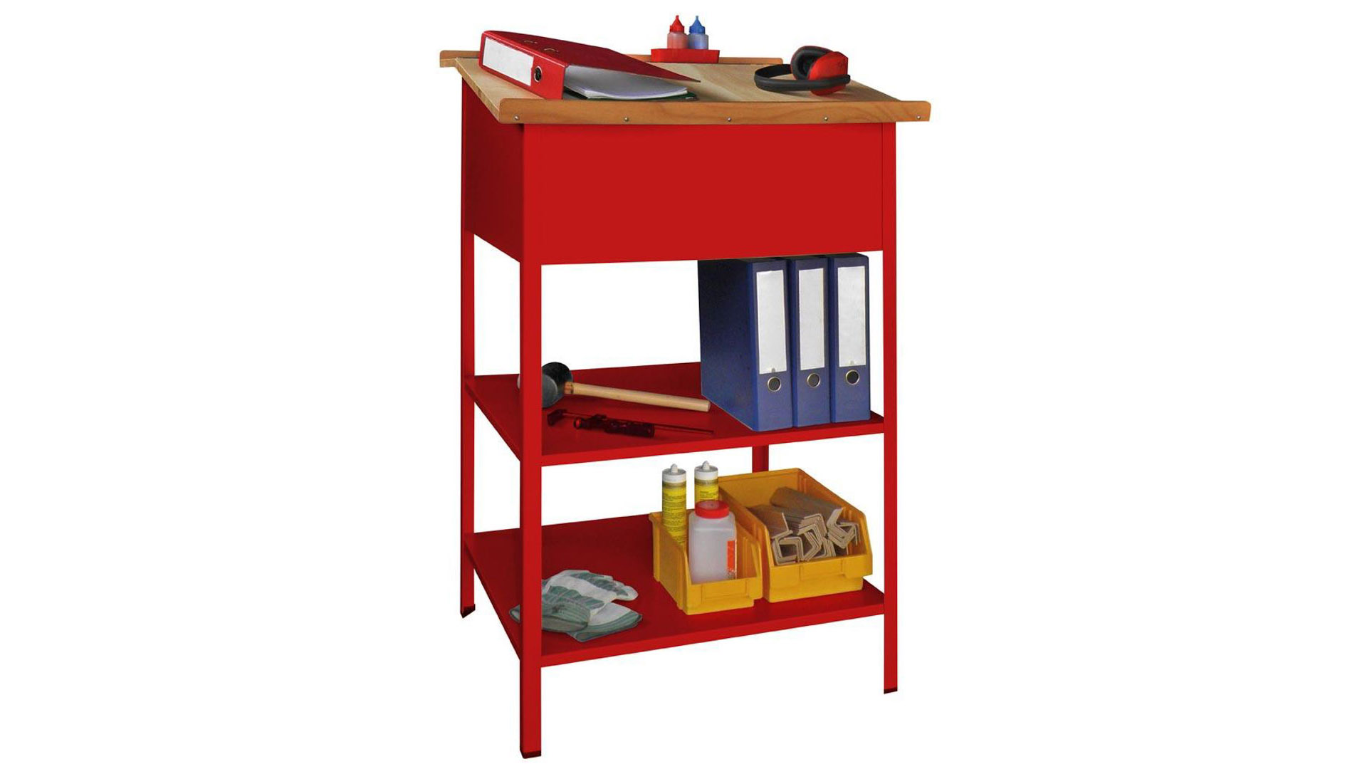 Stehpult - Pultaufsatz - 2 Böden - 1.200 x 700 x 600 mm (HxBxT) - feuerrot