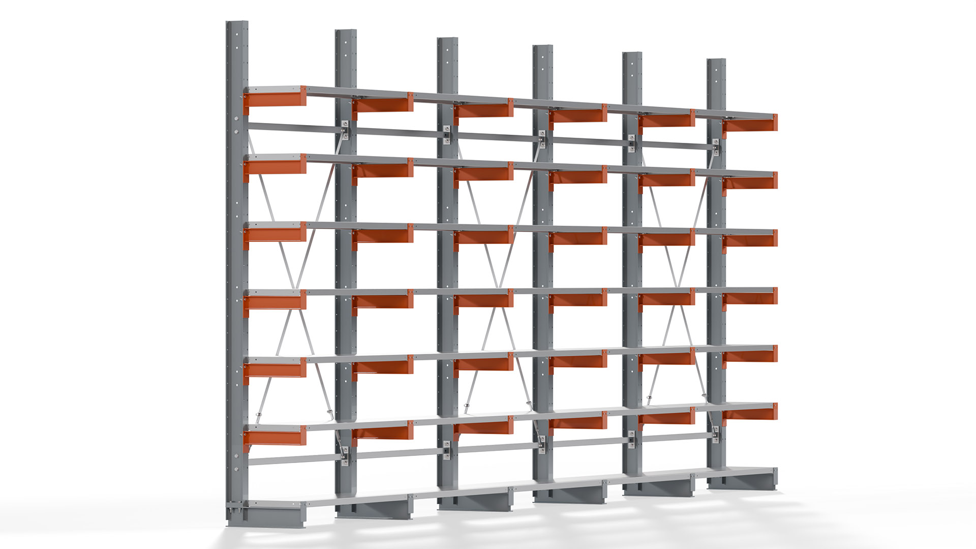 Kragarmregal KARL basic - lackiert - Breite: 640 cm - Höhe: 300 cm - Tiefe: 40 cm - Traglast je Kragarm: 1100 kg - einseitig