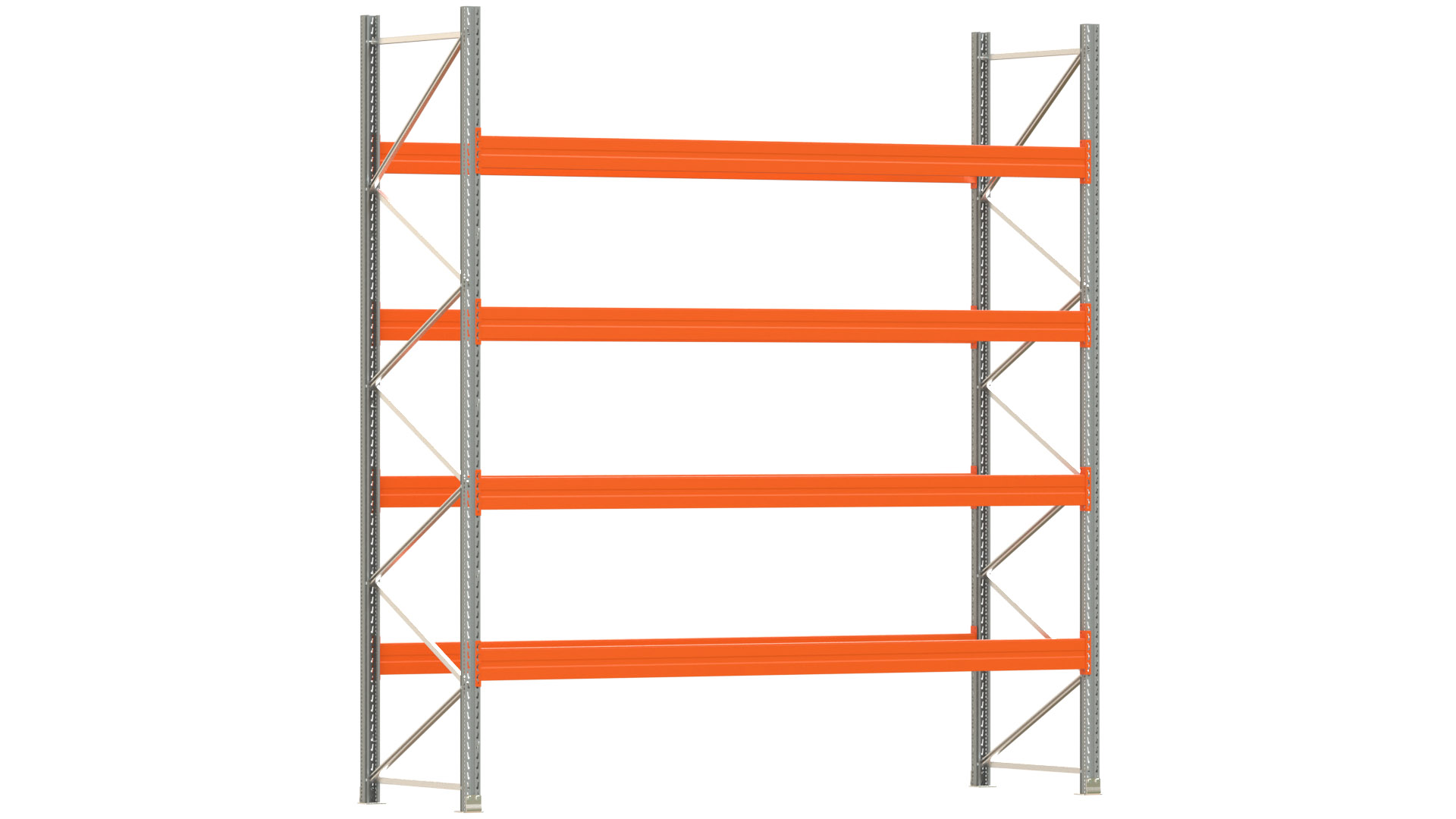 Palettenregal ARTUS - Breite 377 cm - Höhe 400 cm - Tiefe 110 cm - 4 Träger-Ebenen - Fachlast 2400 kg - 20 Palettenstellplätze