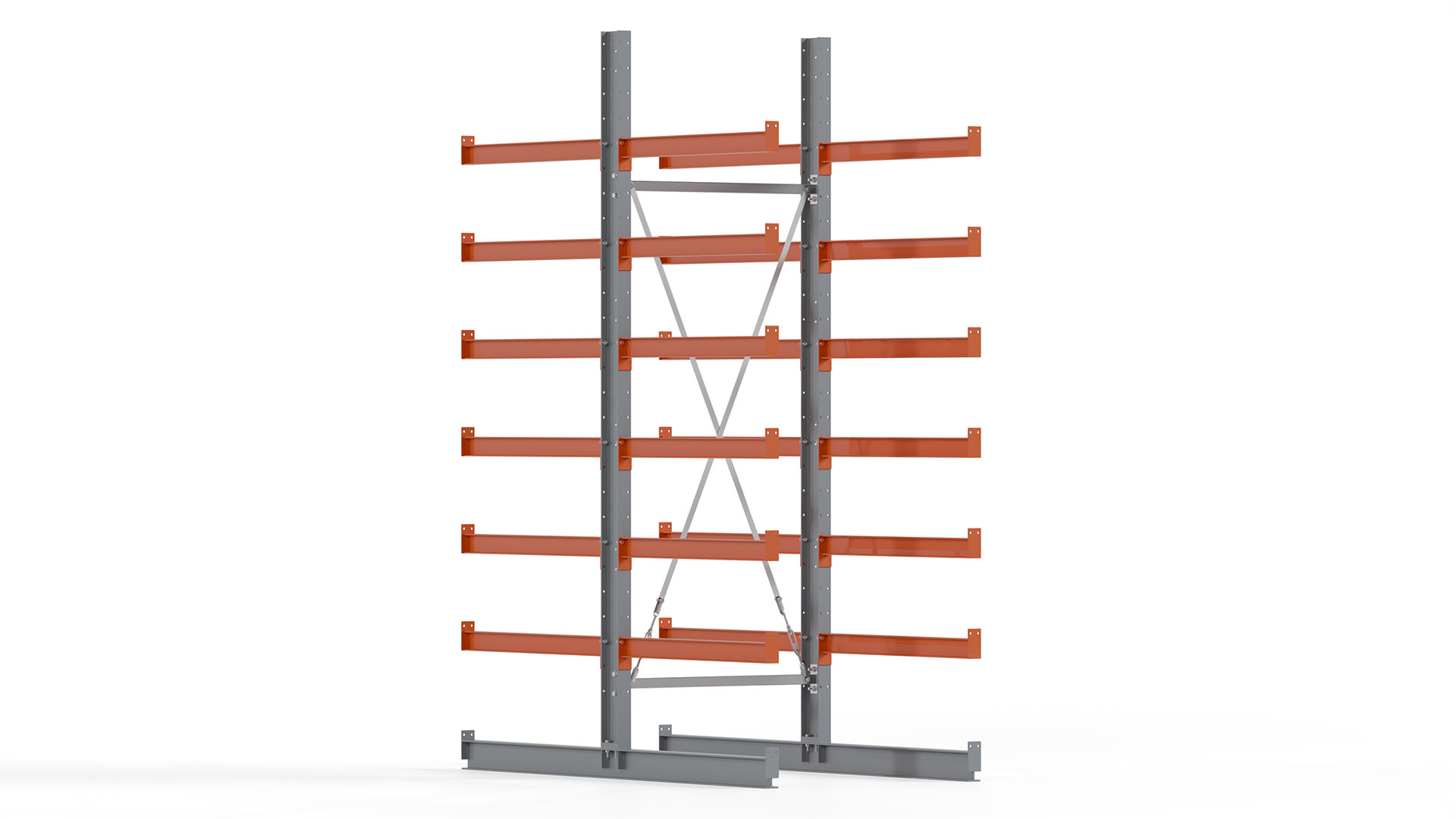 Kragarmregal KARL basic - lackiert - Breite: 100 cm - Höhe: 300 cm - Tiefe: 100 cm - Traglast je Kragarm: 450 kg - beidseitig