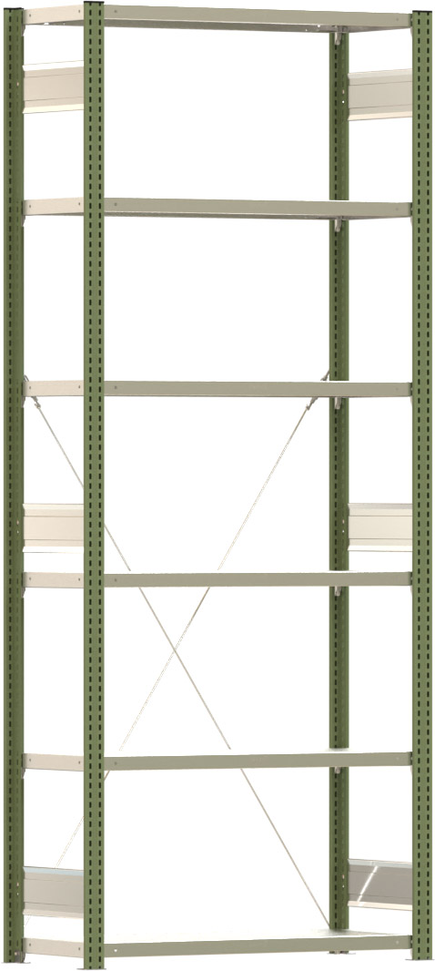 Fachbodenregal BERT - Breite: 100,5 cm - Tiefe: 40 cm - Höhe: 250 cm - 6 Böden - Grundregal