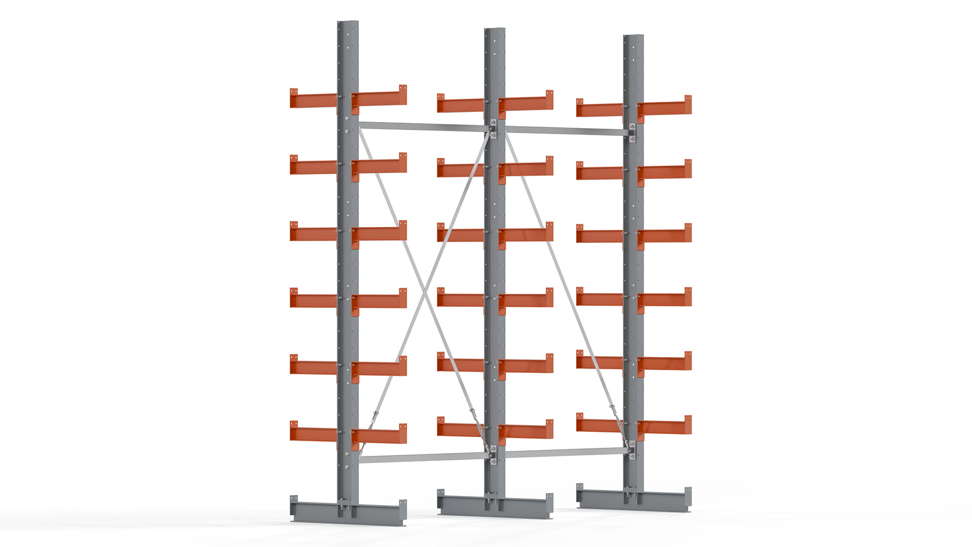 Kragarmregal KARL basic - lackiert - Breite: 256 cm - Höhe: 300 cm - Tiefe: 40 cm - Traglast je Kragarm: 1100 kg - beidseitig