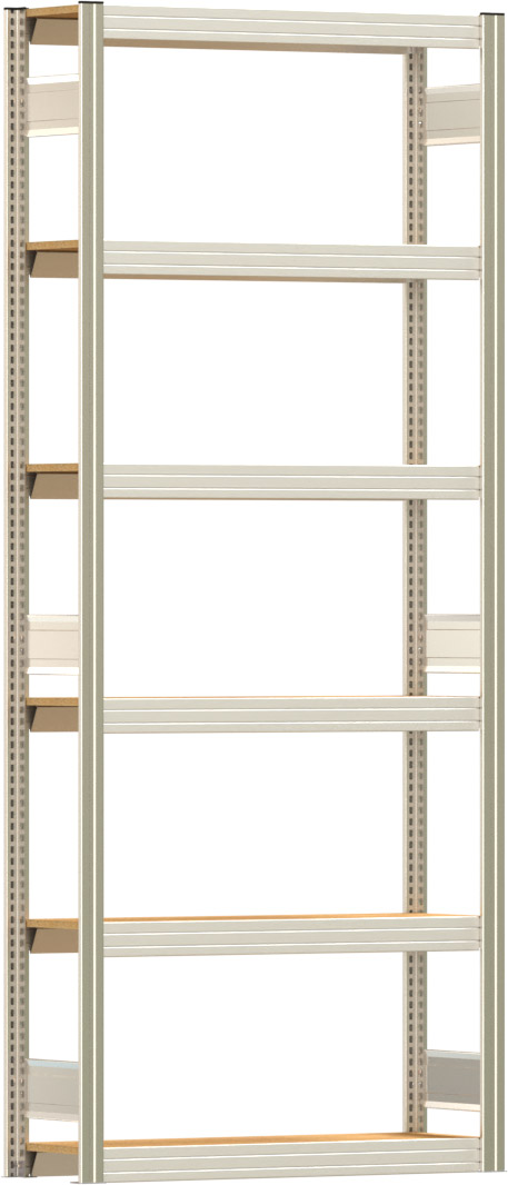 Fachbodenregal BERT - Breite: 100,5 cm - Tiefe: 30 cm - Höhe: 250 cm - 6 Böden - Grundregal