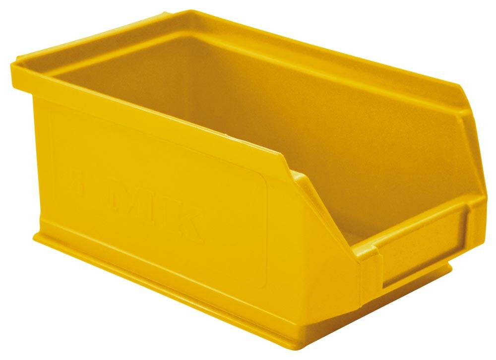 Sichtlagerkasten, PE, Volumen 0,8 Liter, Größe 5, BxTxH außen/innen 100x160x75/87x138x70 mm, Farbe gelb, VE 25 Stück