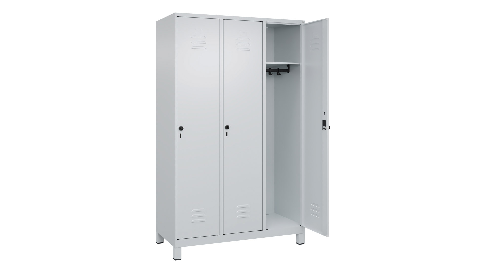 Spind - Garderobenschrank, Breite 120 cm, Höhe 195 cm, Tiefe 50 cm, 3 Abteile