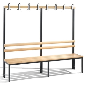 C+P Garderobenbank, Sitzbank für Umkleide, Breite 196 cm, Höhe 165 cm, Tiefe 40,3 cm