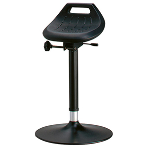 Industriestehhilfe mit Gasfederhöhenverstellung, Sitzfläche Integralschaum, flacher Tellerfuß, Sitz Höhe 650-850 mm