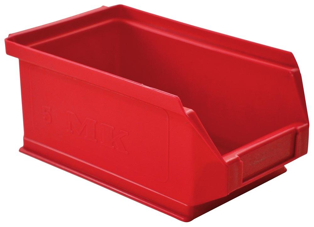 Sichtlagerkasten, PE, Volumen 0,8 Liter, Größe 5, BxTxH außen/innen 100x160x75/87x138x70 mm, Farbe rot, VE 25 Stück
