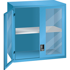 Aufsatzschrank mit Sichtfensterflügeltüren