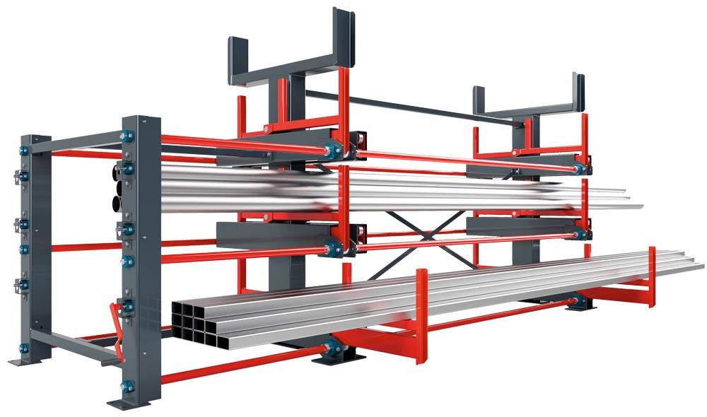 Ausziehregal, Ausrollregal, Fachlast 3000 kg, BxTxH 5140x2325x3525 mm