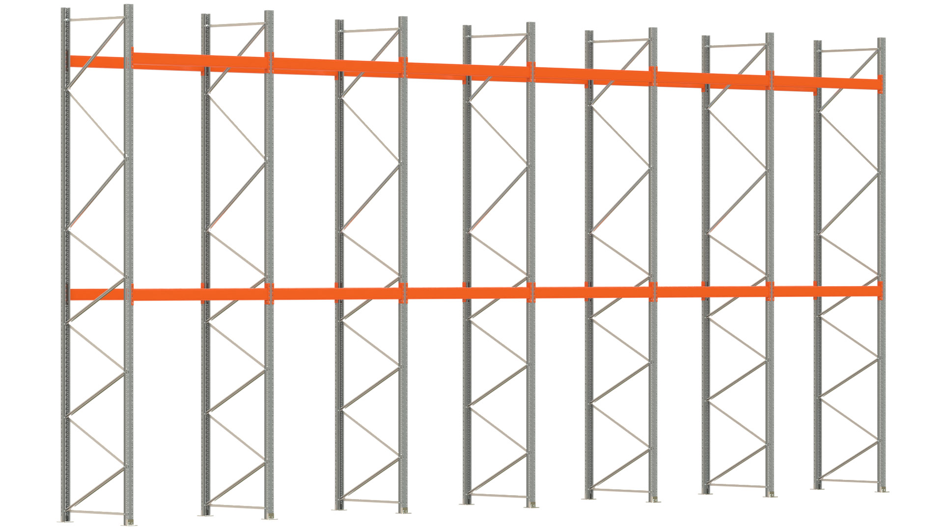 Palettenregal ARTUS - Breite 1199,5 cm - Höhe 550 cm - Tiefe 110 cm - Fachlast 2000 kg - 36 Palettenstellplätze