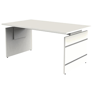 Schreibtisch, BxTxH 1600x800x680-760 mm, Wangen-Gestell weiß, Platte weiß, inkl. Kabelkanal