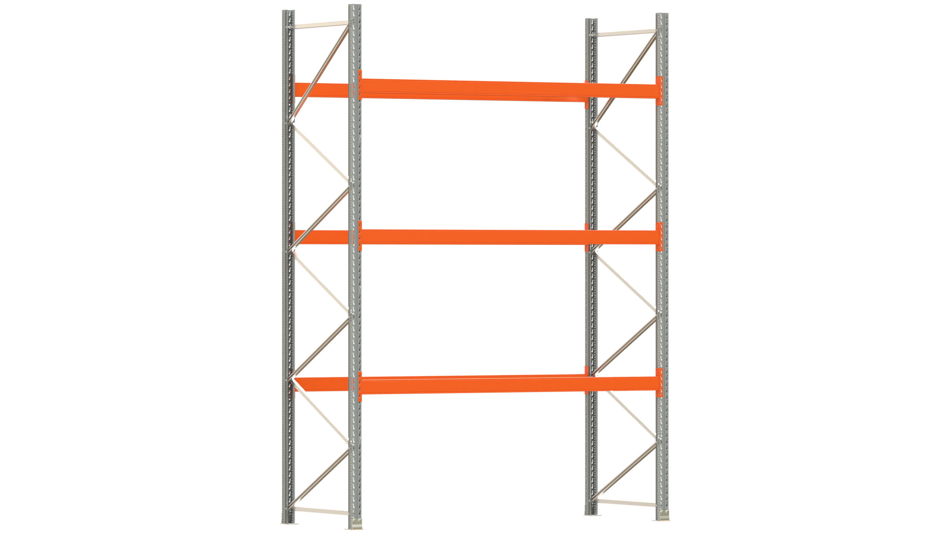 Palettenregal ARTUS - Breite 287 cm - Höhe 400 cm - Tiefe 110 cm - 3 Träger-Ebenen - Fachlast 2000 kg - 12 Palettenstellplätze