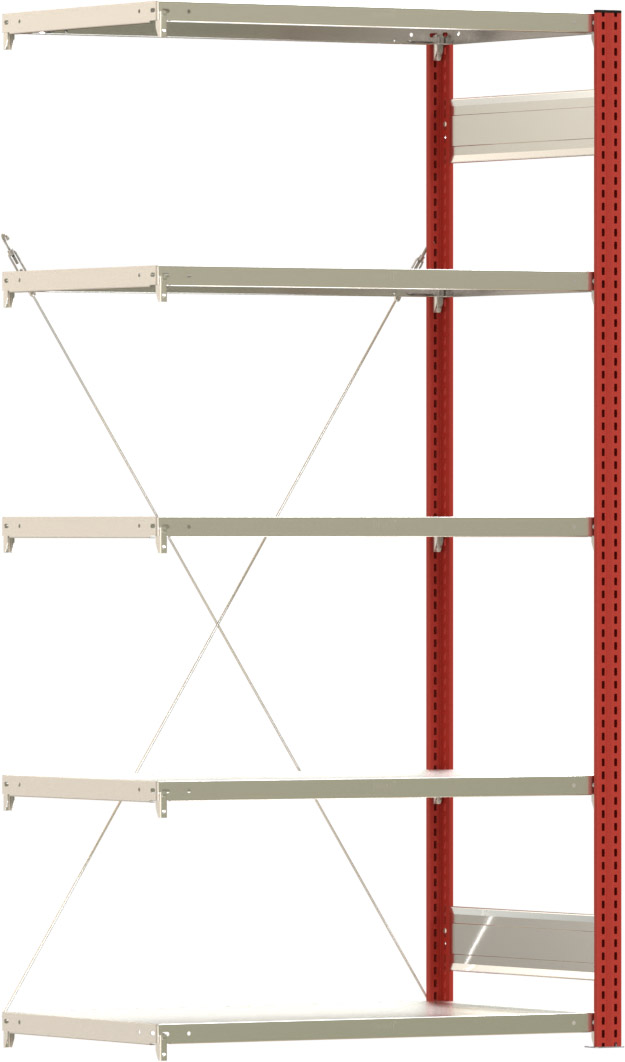 Fachbodenregal BERT - Breite: 100,5 cm - Tiefe: 60 cm - Höhe: 200 cm - 5 Böden - Anbauregal