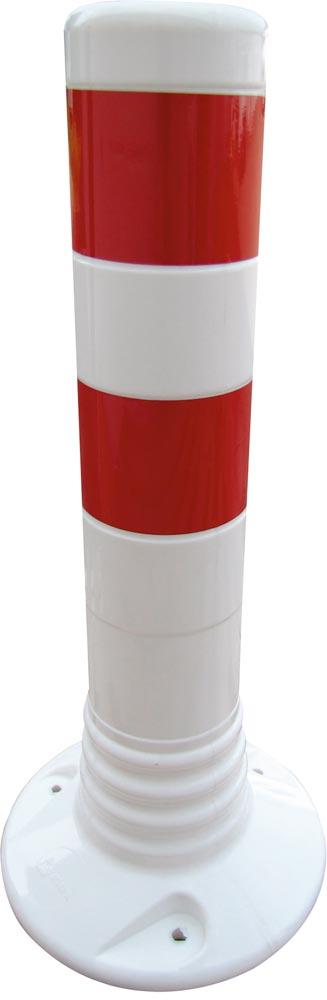 Flexibler Sperrpfosten, Flexipfosten, weiß/rot m. 2 retroreflektierenden Streifen, Polyurethan H. 450 mm, Durchm. 80 mm, ohne Befestigungsmaterial