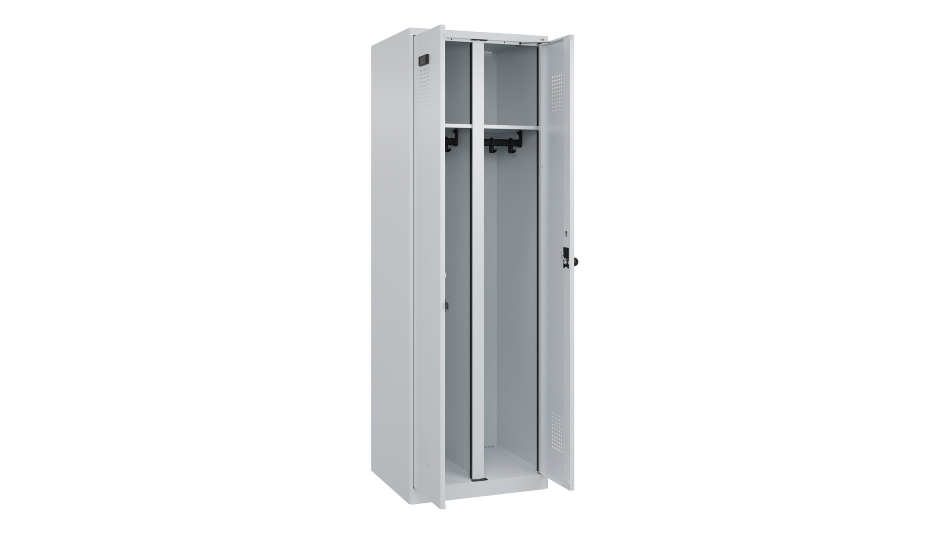 Doppelspind - schwarz weiß Trennung,  Breite 60 cm,  Höhe 185 cm,  Tiefe 50 cm,  2 Abteile