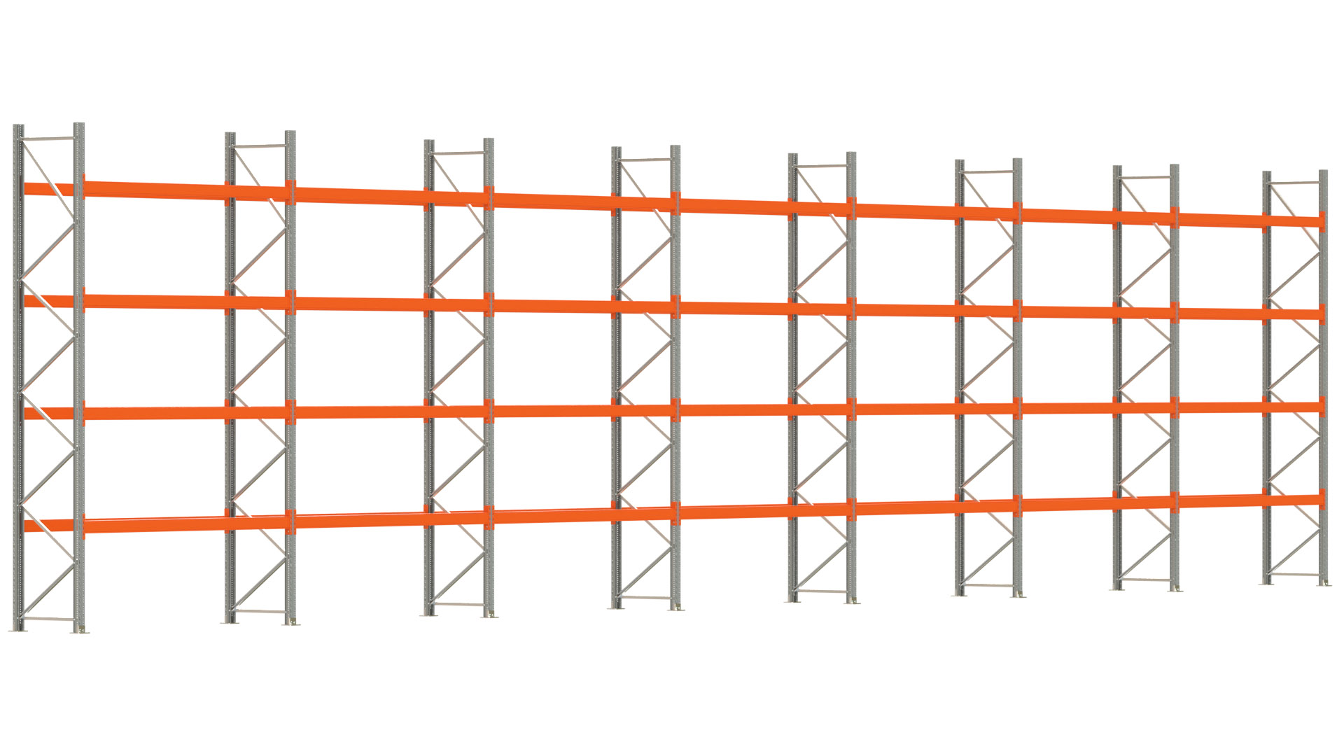 Palettenregal ARTUS - Breite 1958 cm - Höhe 450 cm - Tiefe 80 cm - Fachlast 2000 kg - 70 Palettenstellplätze