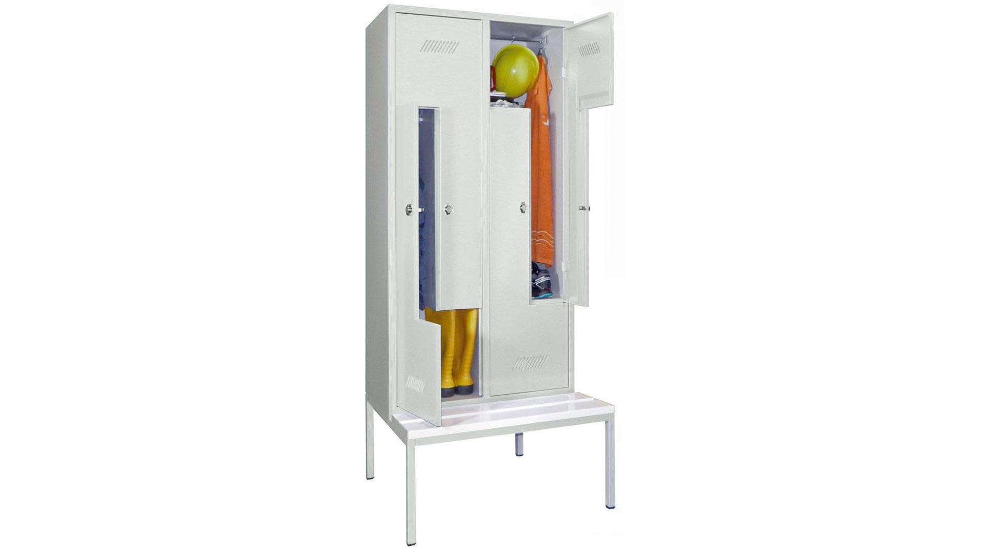 Z-Spind, Breite 80 cm, Höhe 210 cm, Tiefe 80 cm, 4 Abteile