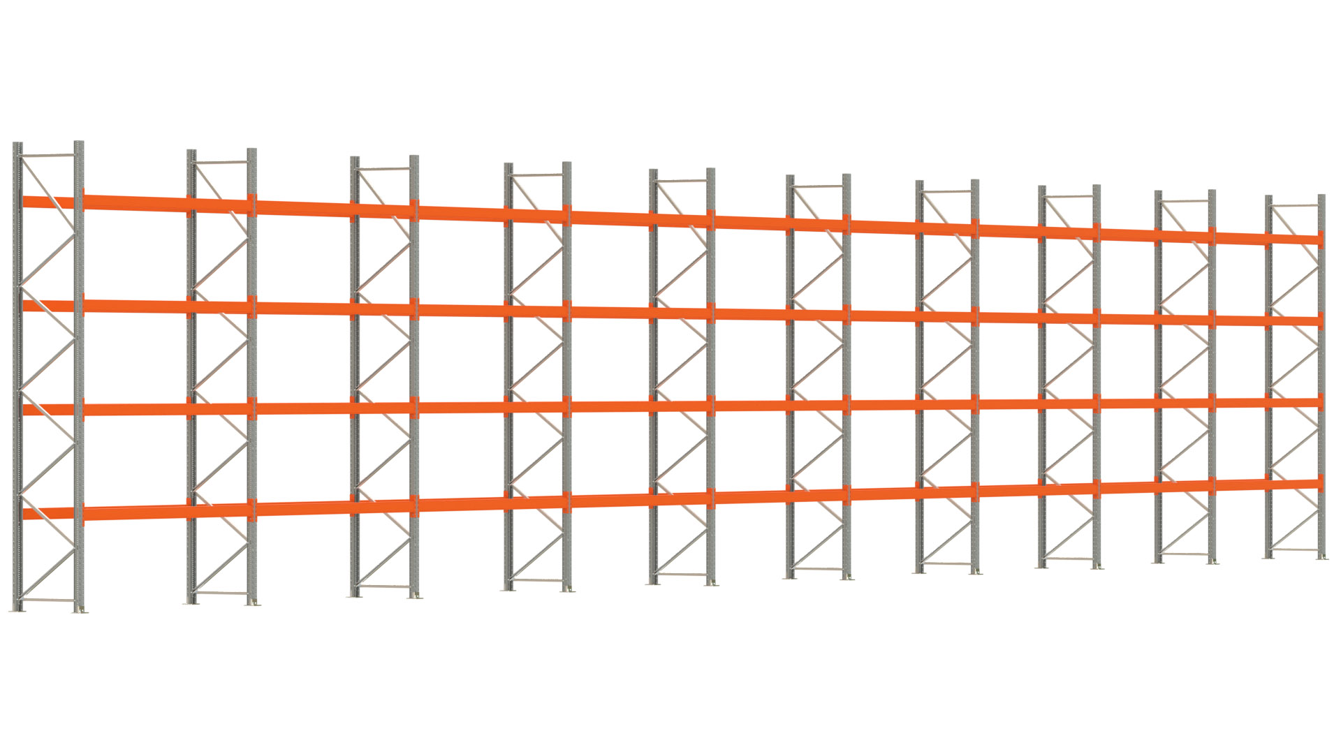Palettenregal ARTUS - Breite 2515 cm - Höhe 450 cm - Tiefe 80 cm - Fachlast 2320 kg - 90 Palettenstellplätze