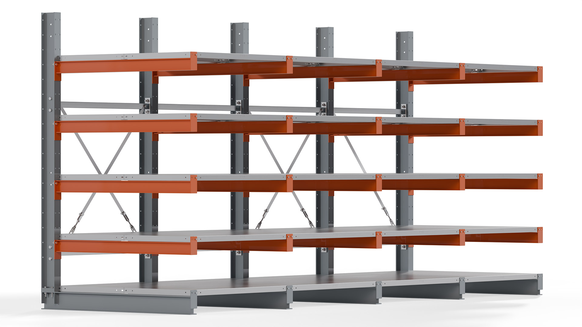 Kragarmregal KARL basic - lackiert - Breite: 400 cm - Höhe: 200 cm - Tiefe: 120 cm - Traglast je Kragarm: 370 kg - einseitig