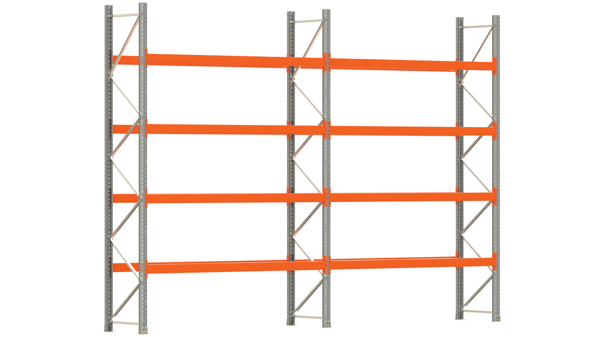 Palettenregal ARTUS - Breite 565,5 cm - Höhe 400 cm - Tiefe 80 cm - Fachlast 2000 kg - 20 Palettenstellplätze