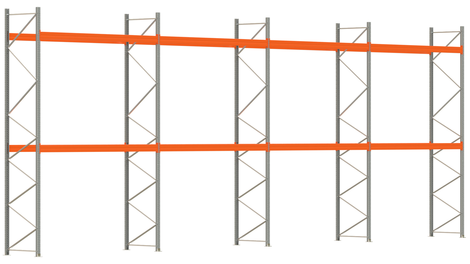 Palettenregal ARTUS - Breite 1482,5 cm - Höhe 550 cm - Tiefe 110 cm - Fachlast 3600 kg - 48 Palettenstellplätze