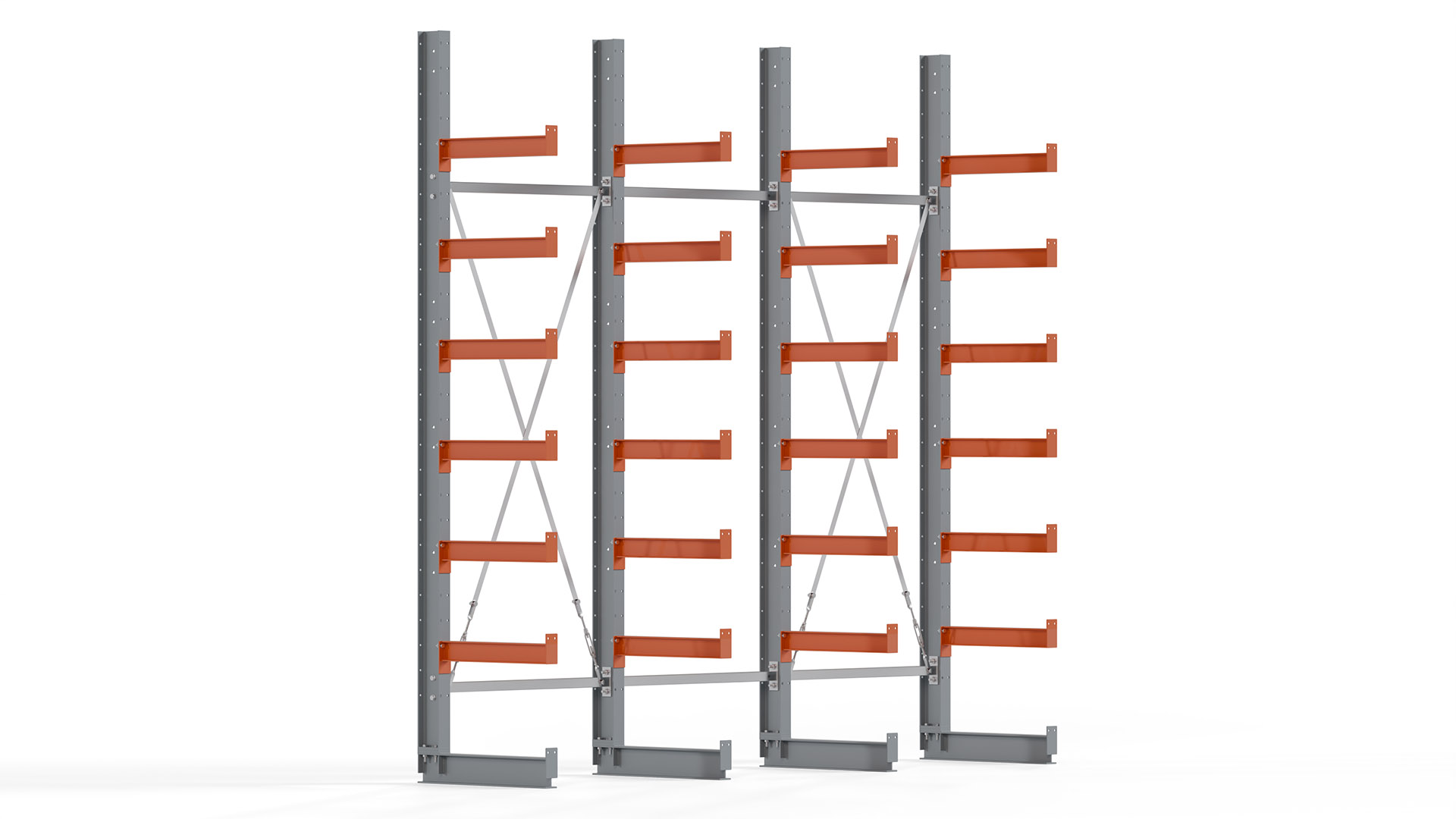 Kragarmregal KARL basic - lackiert - Breite: 300 cm - Höhe: 300 cm - Tiefe: 60 cm - Traglast je Kragarm: 730 kg - einseitig