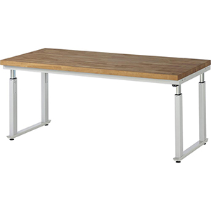 Elektrisch höhenverstellbarer Arbeitstisch, Breite 200 cm, Tiefe 90 cm, Höhe 114 cm,  Schublade(n), Platte: Buche-Riegel