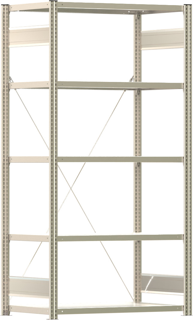 Fachbodenregal BERT - Breite: 100,5 cm - Tiefe: 60 cm - Höhe: 200 cm - 5 Böden - Grundregal