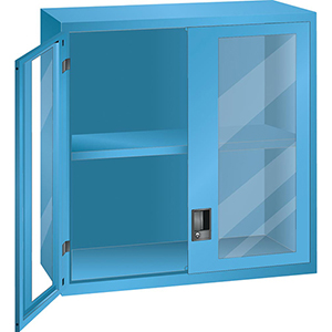 Aufsatzschrank mit Sichtfensterflügeltüren