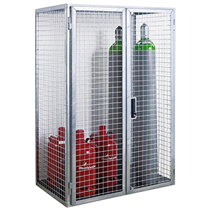 Universal-Gasflaschenschrank mit Flügeltüren aus Drahtgitter