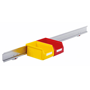 Aufhängeschiene für 9 Lagersichtkästen Größe 7, Länge 990 mm, ähnlich RAL 9006 aluminium