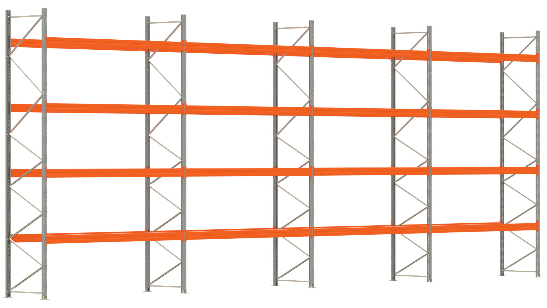 Palettenregal ARTUS - Breite 1482,5 cm - Höhe 550 cm - Tiefe 110 cm - Fachlast 2300 kg - 80 Palettenstellplätze