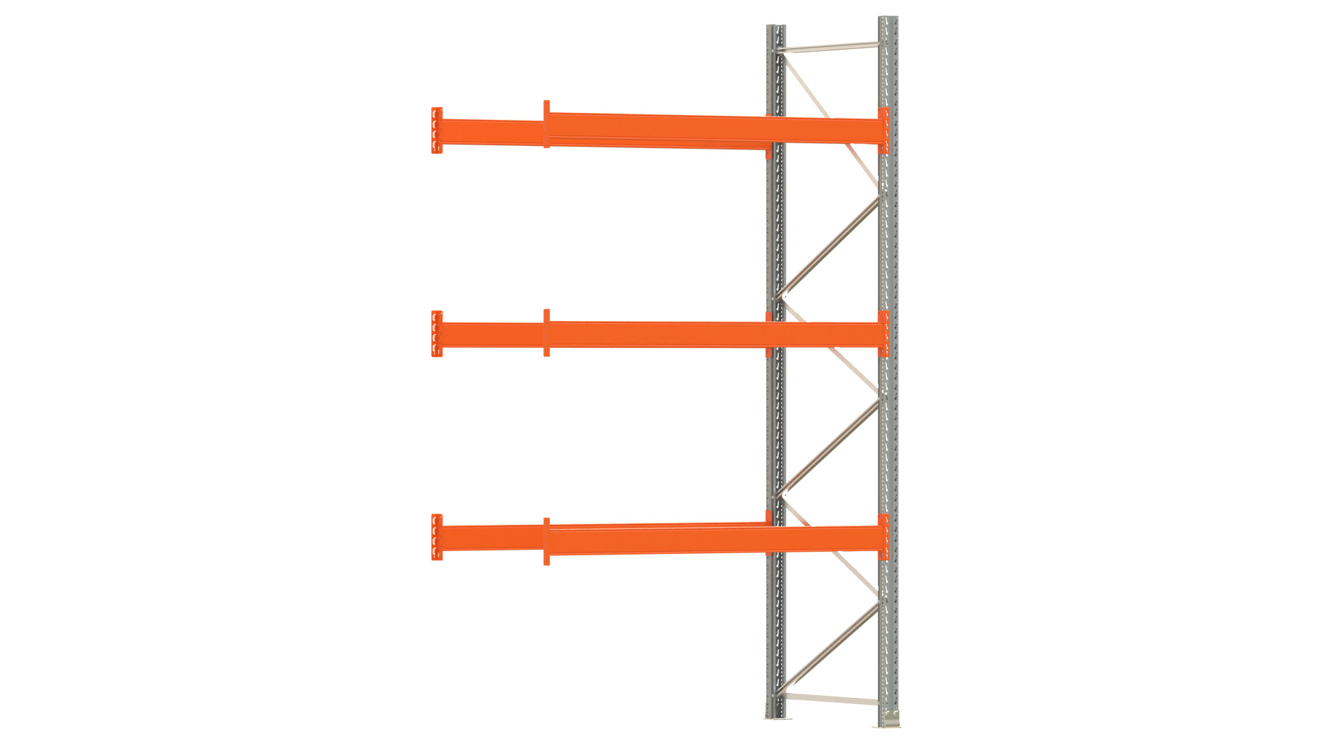 Palettenregal ARTUS - Anbaufeld - Breite 198,5 cm - Höhe 350 cm - Tiefe 110 cm - 3 Träger Ebenen