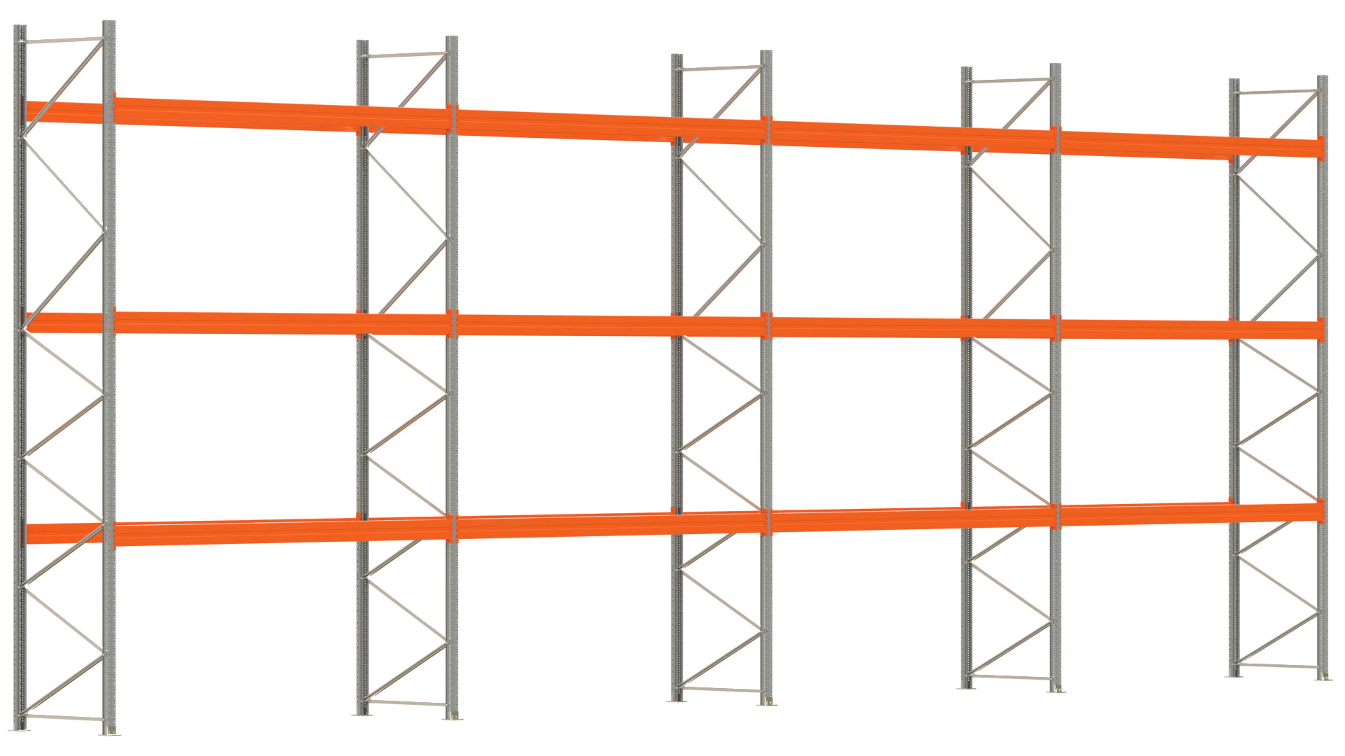 Palettenregal ARTUS - Breite 1482,5 cm - Höhe 550 cm - Tiefe 110 cm - Fachlast 2900 kg - 64 Palettenstellplätze