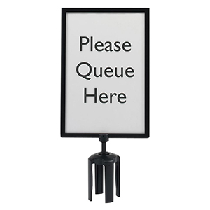 Schilderhalter, Aufsatz für Pfosten, schwarzes Metallgestell mit Acrylglas, DIN A4 Hochformat