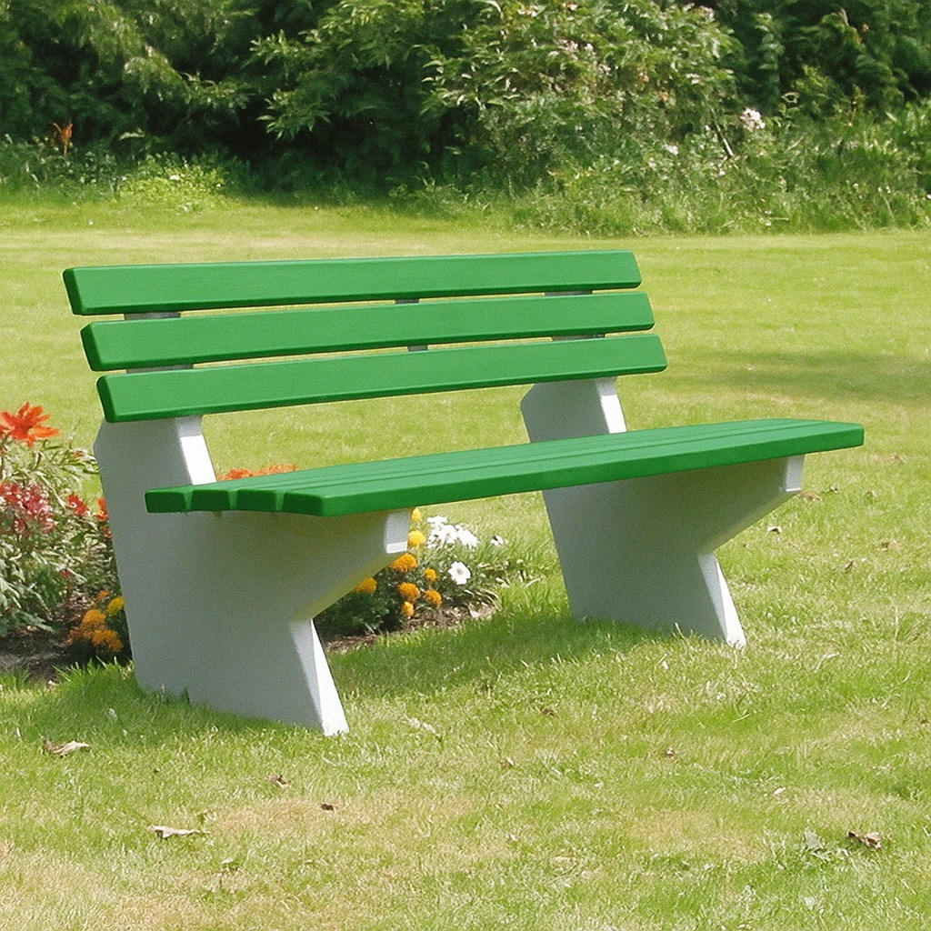 Parkbank mit Lehne aus Stahl/Kunststoff - Breite: 200 cm - Farbe: grün