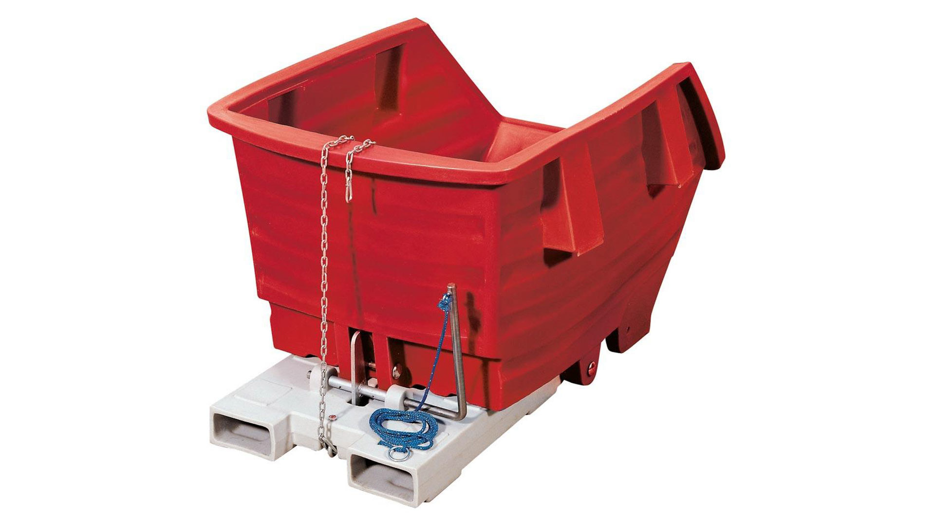 PE-Kippbehälter - 500 l - 150 kg - 790x960x1530 mm - Staplertaschen - rot
