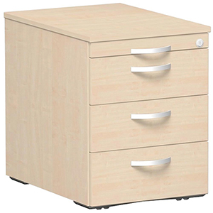 Rollcontainer, BxTxH 438x600x565 mm, 1 Utensilienschub, 3 Schubladen, Schloss, ahorn